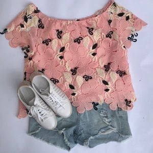 BB Dakota Pink Off-Shoulder Top